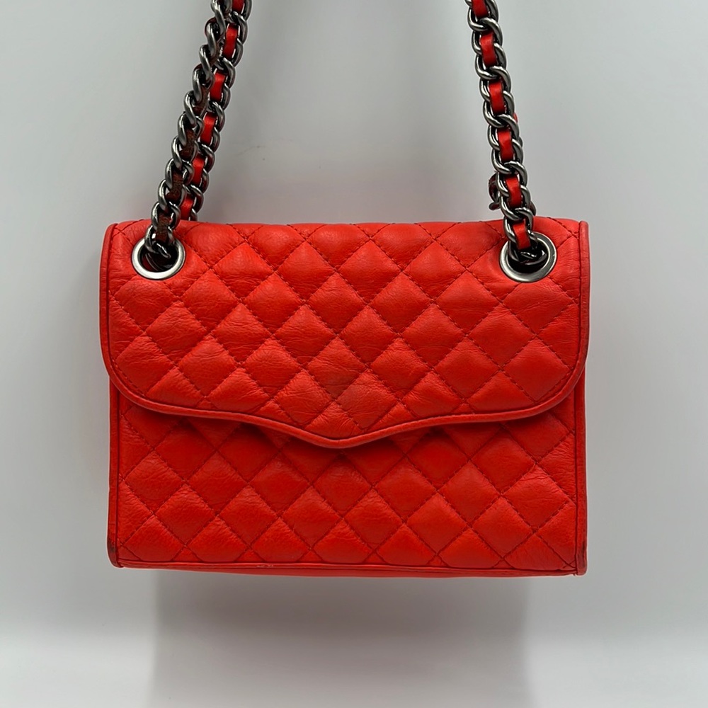 Rebecca Minkoff Orange Crossbody Bag Quilted pattern Shoulder/Crossbody